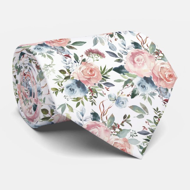 Cravate Rose rose et bleu glace (Roulé)