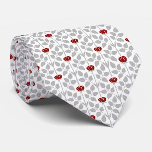 Cravate Rose rouge et gris argent
