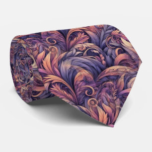 Cravate Rose Taupe Rose Violet Pourpre Motif Paisley