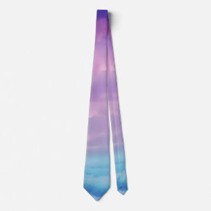 Cravate rose violet cyan bleu ciel océan aquarelle