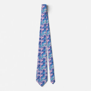 Cravate Roses et bleu Tropical Foliage personnalisé