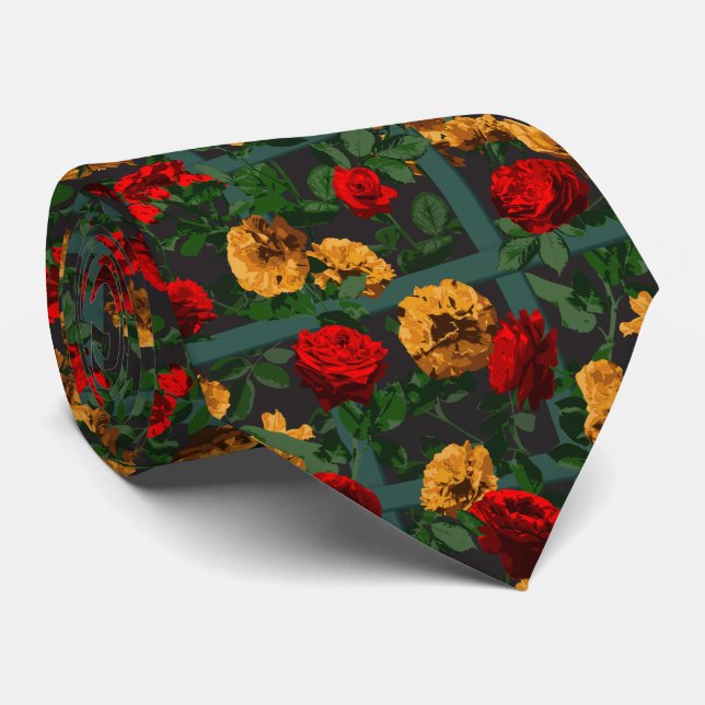 Cravate Roses jaunes rouges (Roulé)