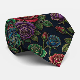 Cravate Roses Jeweltone avec Accents Dorés