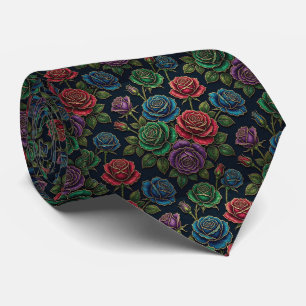 Cravate Roses Jeweltone avec Accents Dorés