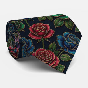 Cravate Roses Jeweltone avec Accents Dorés
