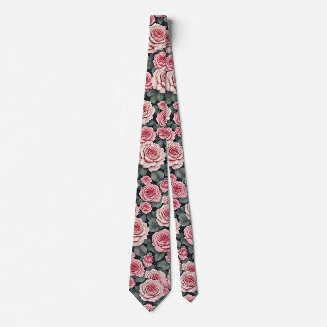 Cravate Roses roses roses florales (Devant)
