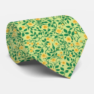 Cravate Roses sauvages en jaune et vert