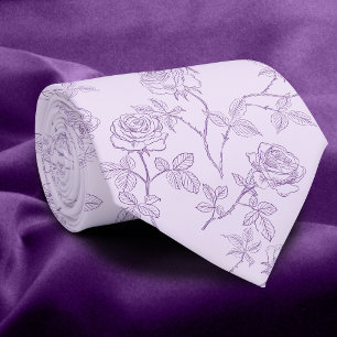 Cravate Roses violettes et lavande délicates