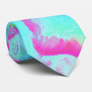 Cravate Rosette Succulente rose et bleu chaud