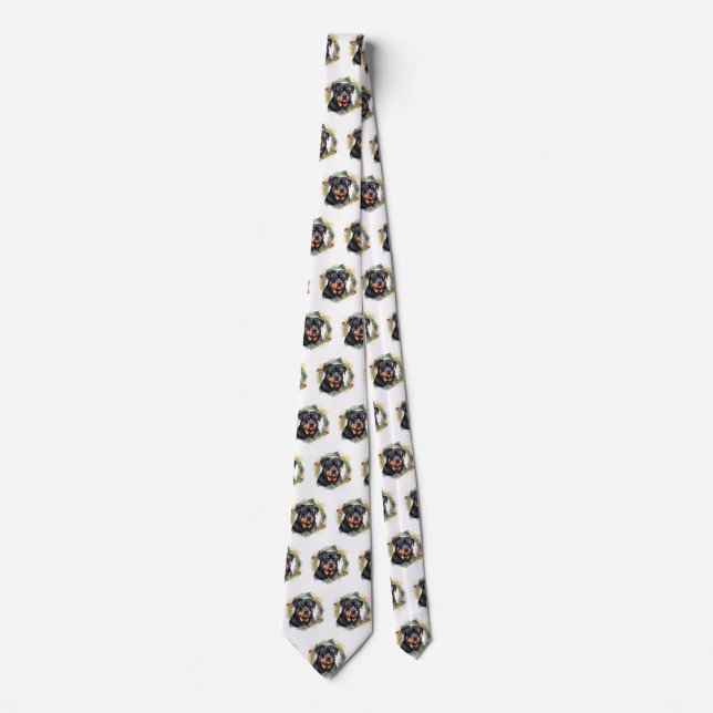 Cravate Rottweiler Christmas Wreath Festive Pup (Devant)