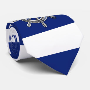 Cravate Roue Chrome sur Nautique bleu marine rayures