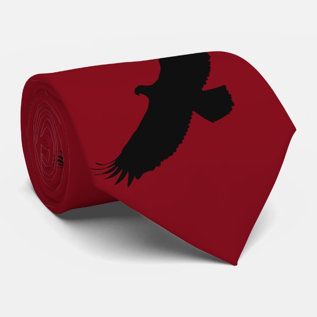 Cravate rouge avec aigle volant - Choisir la coule (Roulé)