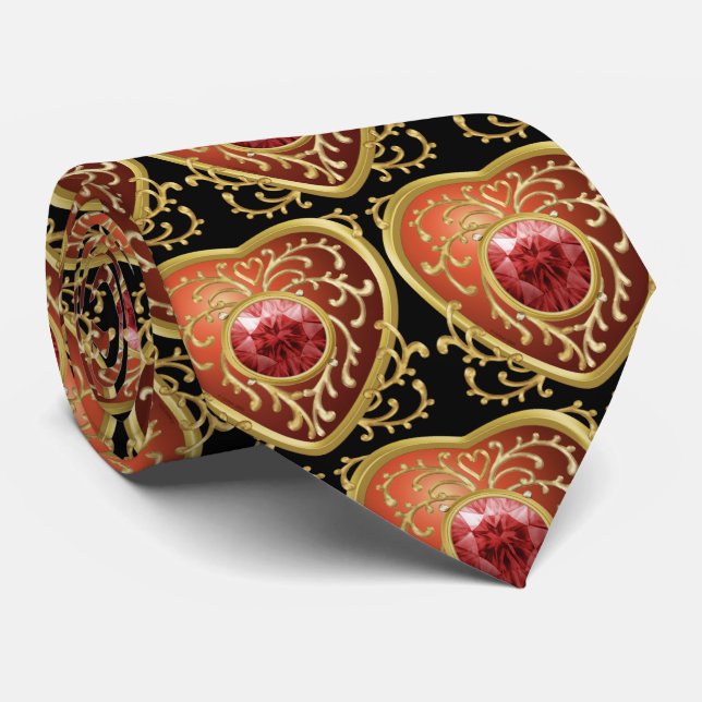 Cravate Rouge Bijou Fée Coeur (Roulé)