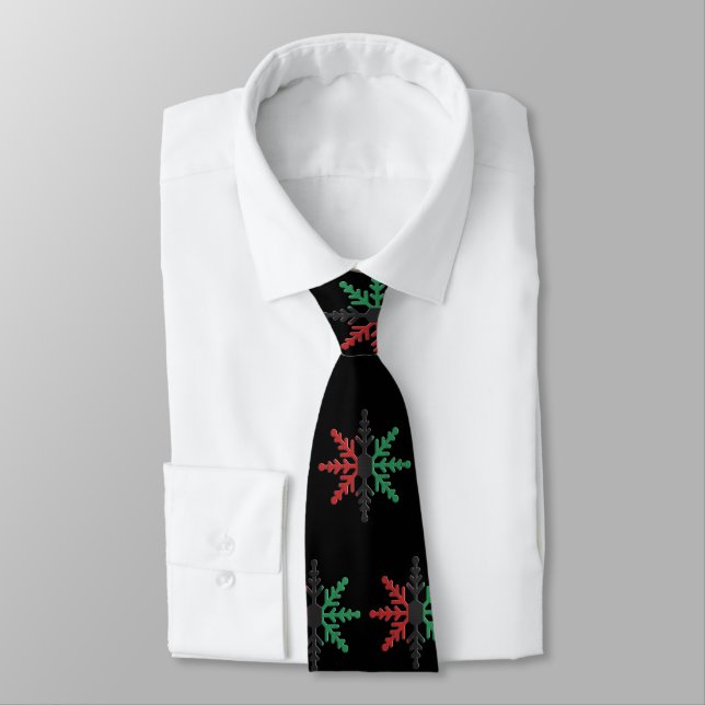 Cravate Rouge Black Green Flammes de neige Motif Kwanzaa (Attaché)