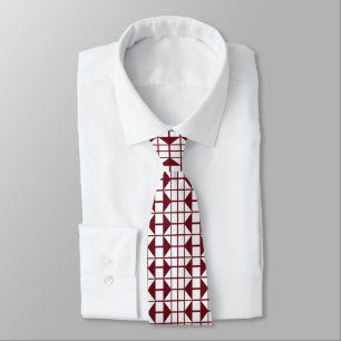 Cravate Rouge Blanc Géométrique
