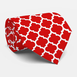Cravate Rouge Blanc Marocain Quatrefoil Motif #5