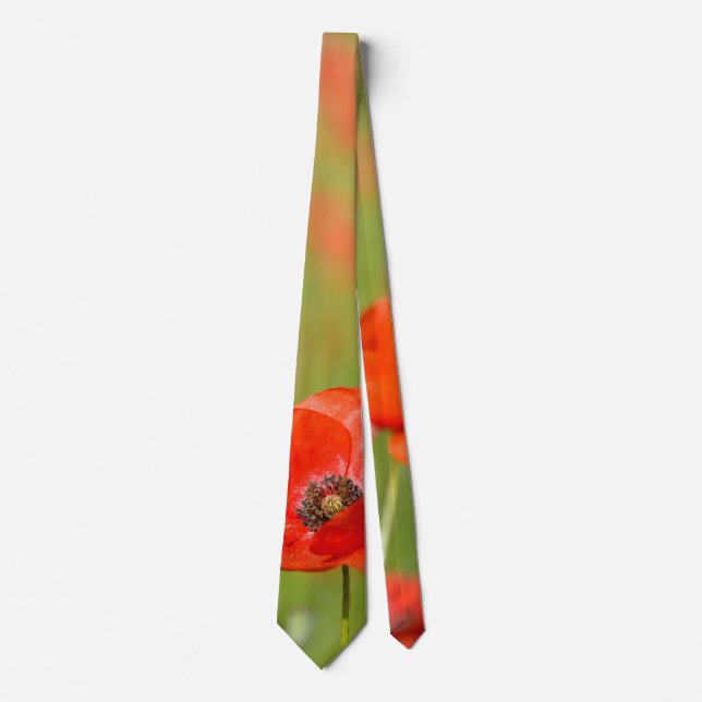 Cravate rouge de fleur de pavot (Devant)