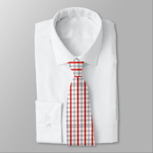 Cravate Rouge gris blanc Plaid Classique Hommes
