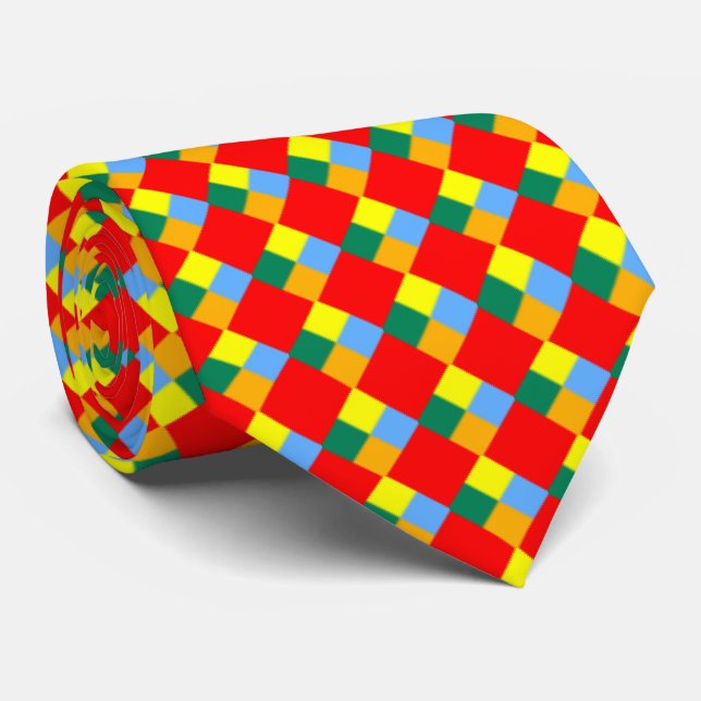 Cravate Rouge orange jaune bleu vert (Roulé)