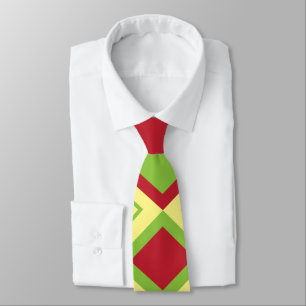 Cravate Rouge vert diamant géométrique