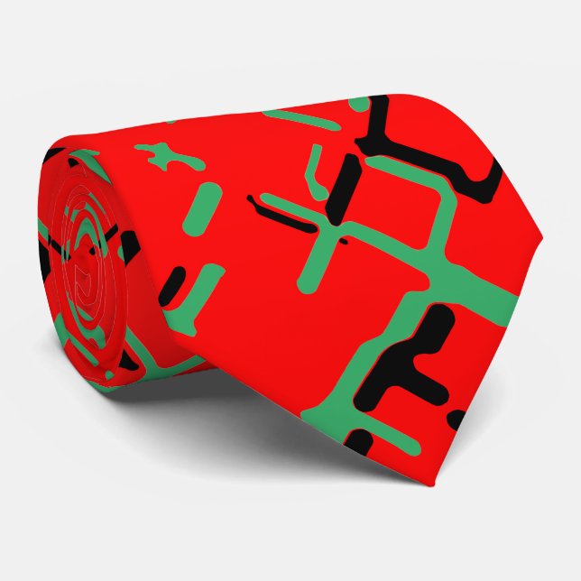 Cravate Rouge vert noir (Roulé)