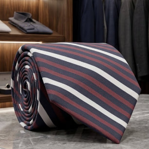 Cravate Rouges terne, gris violacé et rayures blanches fan