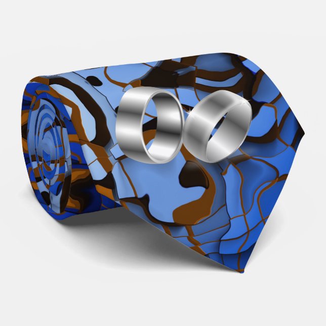 Cravate Royal Blue Thème Contemporain Moderne Abstrait (Roulé)