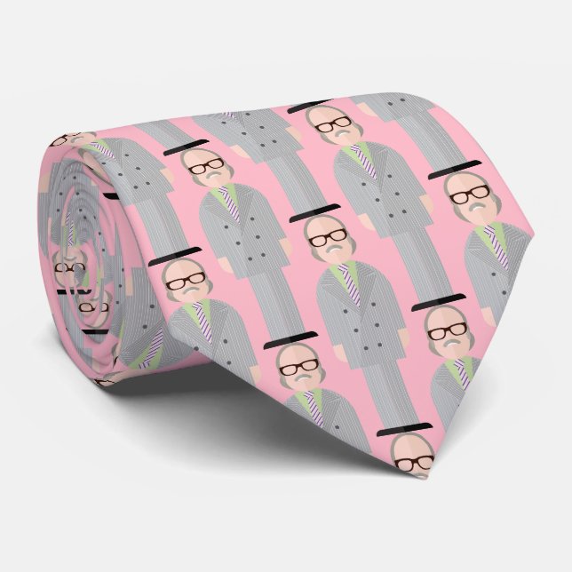 Cravate Royal – Eccentric Character Pattern Tie (Pink) (Roulé)