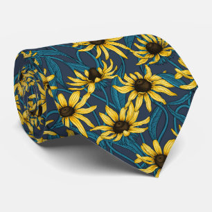 Cravate Rudbekia jaune sur la marine