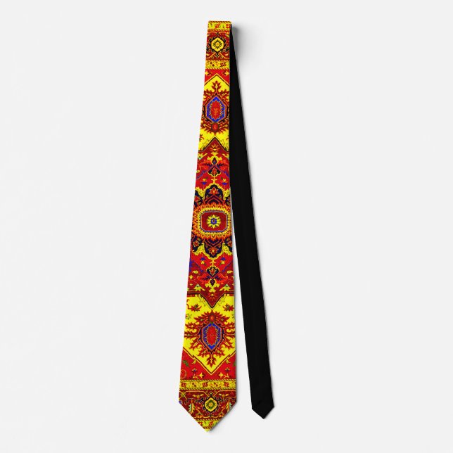 Cravate RUG PERSIEN - Rouge et Jaune (Devant)