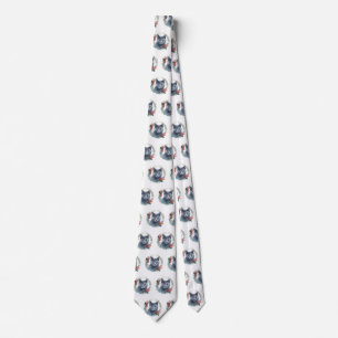 Cravate Russe Blue Chat Noël Wreath Festive Kitten