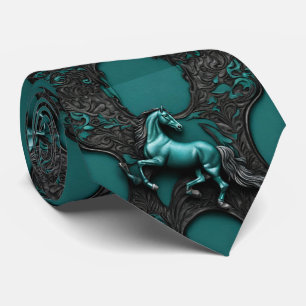 Cravate Russe Cowboy Western Pays Bleu Cheval Turquoise