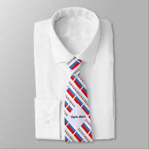 Cravate Russie Drapeau Russe Carrelé Personnalisation Noir