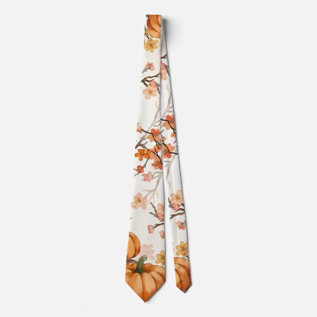 Cravate Rustic Automne Floral Citrouille-Automne Harvest (Devant)