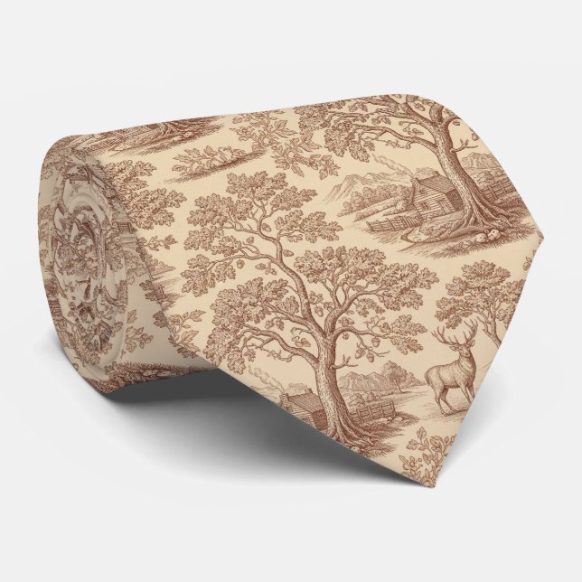 Cravate Rustic Refined Copper and Earthy Brown Woodland (Roulé)