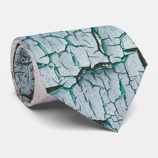 Cravate Rustique vieux bleu clair vert peint bois (Roulé)