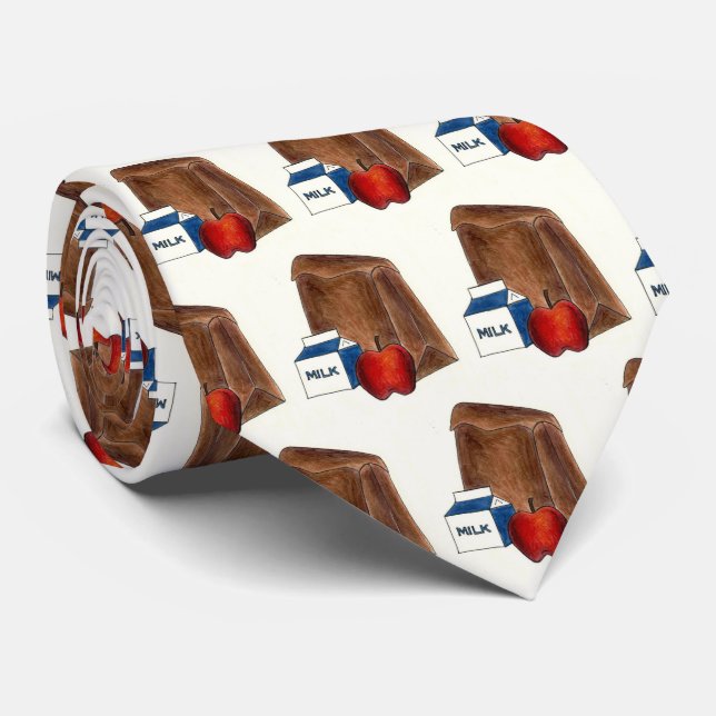 Cravate Sac Brown de l'école Déjeuner Lait Carton Pomme En (Roulé)