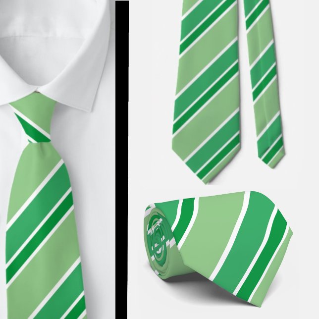 Cravate Sage Vert Blanc Diagonal Bonbons Grilles (Créateur téléchargé)