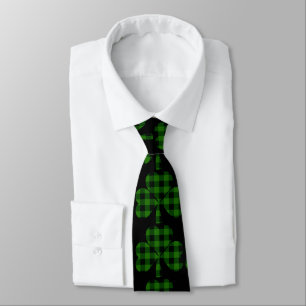 Cravate Saint Patrick’s day green noir plaidvshamrocks