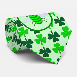Cravate Saint Patricks Day Bee et Shamrocks