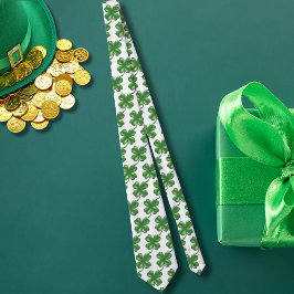 Cravate Saint Patrick's Day Green 4 feuilles Clover Shamro