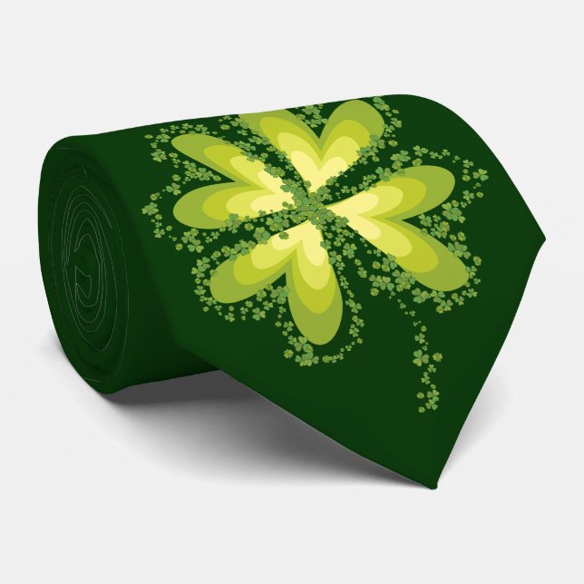 Cravate Saint Patrick's Day Lucky Clovers Shamrock irlanda (Roulé)
