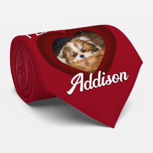 Cravate Saint-Valentin amour de chien de coeur Nom photo p