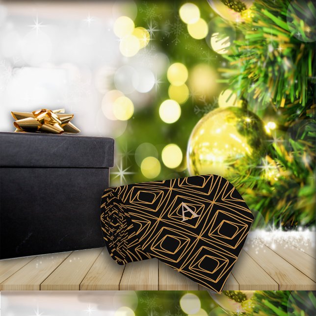 Cravate Saison Diamante Faux Gold sur Noir (Créateur téléchargé)