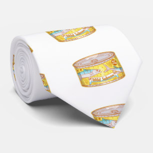 Cravate Salmon tinned canned fish pattern