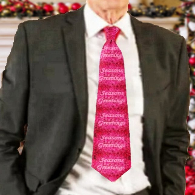 Cravate Salutations De Vacances En Rose (Pink Is the new Red, with this Holiday Greetings In Pink design!)