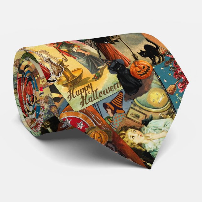 Cravate Salutations vintages traditionnelles Halloween (Roulé)