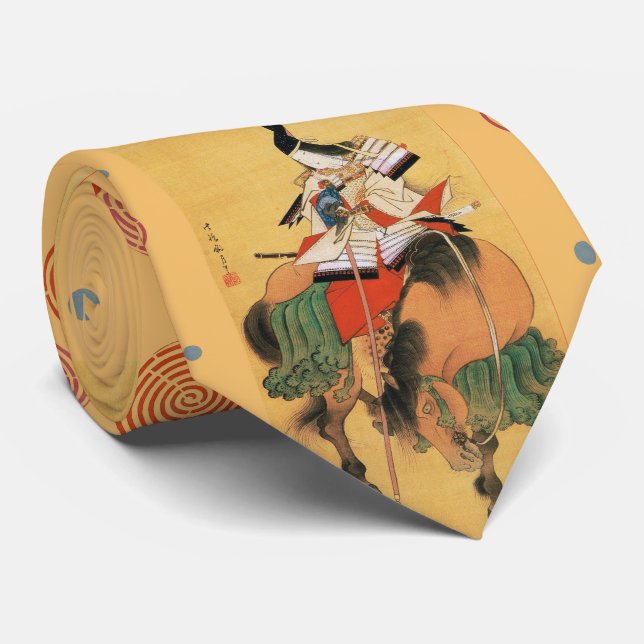Cravate SAMURAI TOMOE GOZEN HORSEBACK Art Japonais (Roulé)