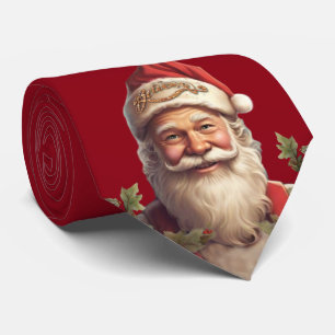 Cravate Santa Claus Saint Nicholas rouge de Noël