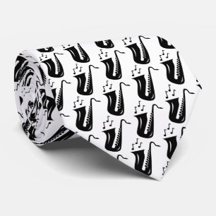 Cravate Saxophone pattern neck tie gift with musician